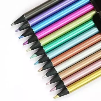 Copeflap Colored Pencils Metallic Colored Pencils Metallic Color Glitter Gold Silver Copper Fluorescent Colors (12 Colors)