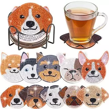 Copeflap Diamond Art Kit Coaster Bead Art Beginner Kit Handmade (Dog)