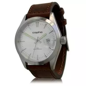 [COPHA] Мужские часы BASIC TIME 42 Basic Time 42 Кожаный ремень Серебристо-коричневый Кварцевый