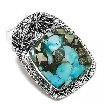 Copper Amazonite Gemstone Handmade 925 Sterling Silver Gift Pendant 1.97 T2H22