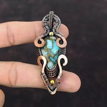 Copper Amazonite Pendant Copper Wire Wrapped Gemstone Pendant Handmade Boho Jewelry Stylish Pendant Copper Wire Jewelry Women s Special Gift