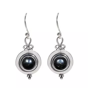 Copper Black Turquoise 925 Sterling Silver Earring V3708, Black Earring, Round Earring, Valentin s Day Gift, Gift For Her, Birthday Gift, Handmade Jew