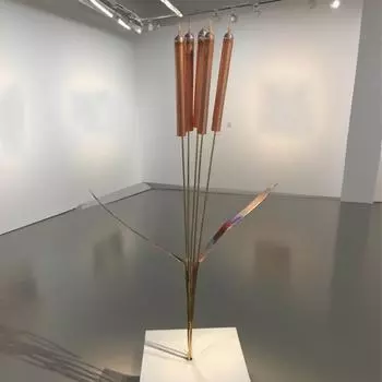 Copper Cattail Wind Chime Metal Simulation Garden Decoration Crafts One Size