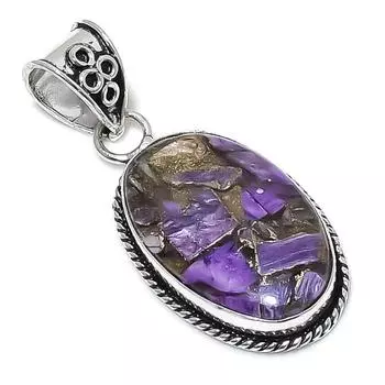 Copper Charoite Gemstone Handmade 925 Sterling Silver Jewelry Pendant 1.89 k4u65