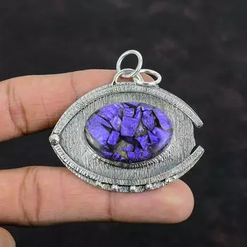 Медный кулон с чароитом, драгоценный камень, кулон ручной работы, кулон из стерлингового серебра 925 пробы, совершенно новый кулон, потрясающий кулон, серебряные ювелирные изделия, подарки для нее