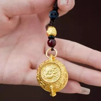 Copper Chinese Style Lucky Pendant Brass Car Key Ring Longevity Zodiac Cornucopia Key Chain Men Style6