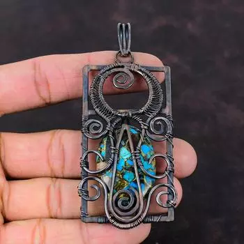 Copper Chrysocolla Pendant Copper Wire Wrapped Pendant Handmade Pendant Very Pretty Copper Jewelry Wedding Gift Chrysocolla Gemstone Jewelry