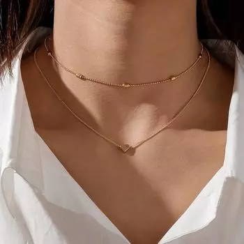 Copper Heart Multi-layer Clavicle Necklace One Size золотой