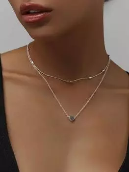 Copper Heart Multi-layer Clavicle Necklace One Size серебряный