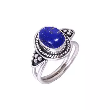 Copper Lapis Lazuli Designer Handmade Oxidised 925 Sterling Silver Ring V2939, Blue Ring, Oval Ring, Valentin s Day Gift, Gift For Her, Birthday Gift,