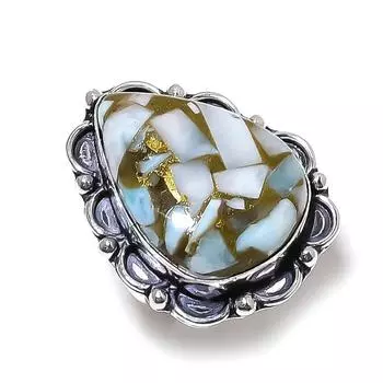 Copper Larimar Gemstone Handmade 925 Sterling Silver Jewelry Ring Size 7.5 G2q92