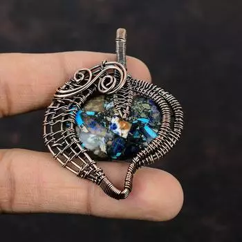 Copper Multi Turquoise Pendant Copper Wire Wrapped Gemstone Pendant Beautiful Copper Jewelry Handmade Pendant Gift For Mom Wire Wrap Jewelry