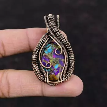 Copper Multi Turquoise Pendant Copper Wire Wrapped Pendant Gemstone Jewelry Stylish Pendant Handmade Copper Wire Wrap Jewelry Gift For Women