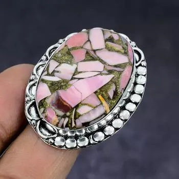 Copper Pink Opal Gemstone 925 Sterling Silver gift Jewelry Ring Size 9.5 L0q90