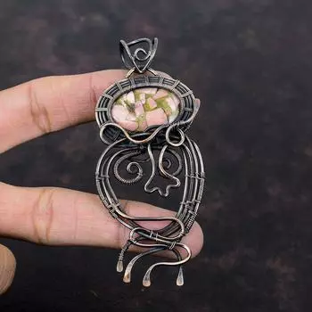 Copper Pink Opal Pendant Copper Wire Wrapped Jewelry Gemstone Pendant Stylish Pendant Handmade Jewelry Copper Wire Wrap Pendant Gift For Her