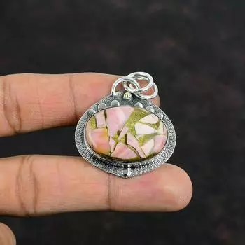 Медный розовый опаловый кулон, натуральный драгоценный камень, кулон из стерлингового серебра 925 пробы, кулон ручной работы, новейший дизайн, кулон, серебряные украшения для подарка