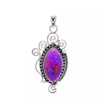 Copper Purple Turquoise 925 Sterling Silver Pendant V9105, Purple Pendant, Marquish Pendant, Valentin s Day Gift, Gift For Her, Birthday Gift, Handmad