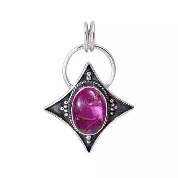 Copper Purple Turquoise 925 Sterling Silver Pendant V3412, Purple Pendant, Oval Pendant, Valentin s Day Gift, Gift For Her, Birthday Gift, Handmade Je