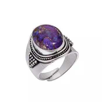 Copper Purple Turquoise 925 Sterling Silver Ring V5621, Purple Ring, Oval Ring, Valentin s Day Gift, Gift For Her, Birthday Gift, Handmade Jewelry, Si