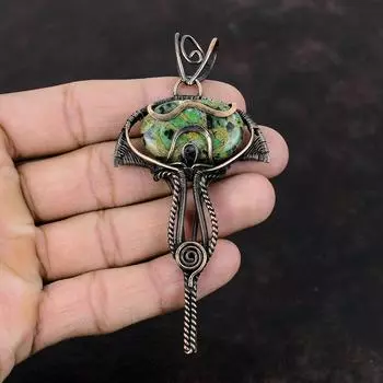 Copper Ruby Zoisite Gemstone Pendant Copper Wire Wrapped Pendant Handmade Pendant Wire Wrapping Jewelry Gift For Her Copper Designer Jewelry