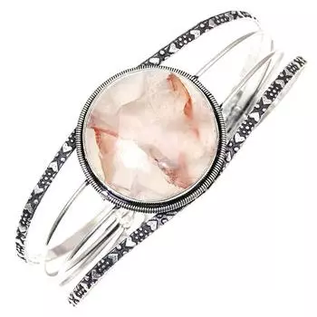 Copper Rutile Gemstone Antique Silver Jewelry Cuff Bracelets 7 Adjustable