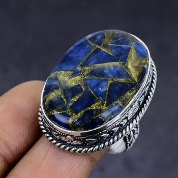 Copper Sodalite Gemstone 925 Sterling Silver gift Jewelry Ring Size 9 q0n15