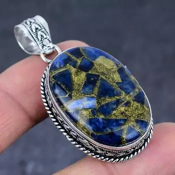Copper Sodalite Gemstone Handmade 925 Sterling Silver Jewelry Pendant 2.13 W5K46