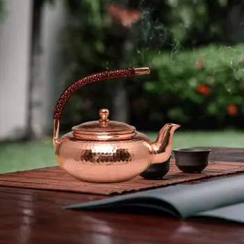 Медный чайник для заваривания чая в форме полумесяца 0,5 л, кувшин для заваривания воды с ручкой в обертке Bronze