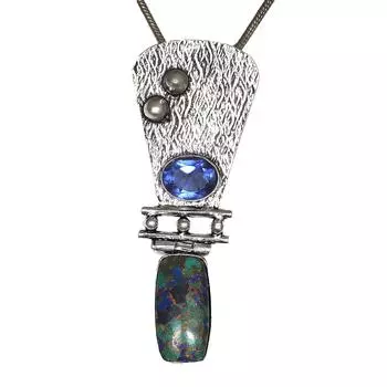 Copper Turquise Tanzite Gemstone Mother s Day Silver Jewelry Pendant 2.5