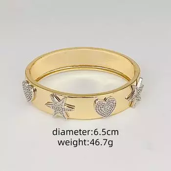 Copper Zircon Hexagonal Star Heart Bracelet Opening Adjustable Fashion Bracelet