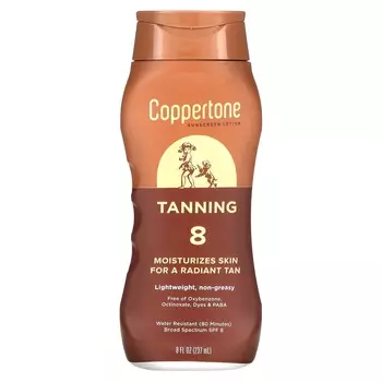Coppertone, загар, солнцезащитный лосьон, SPF 8, 8 жидких унций (237 мл)