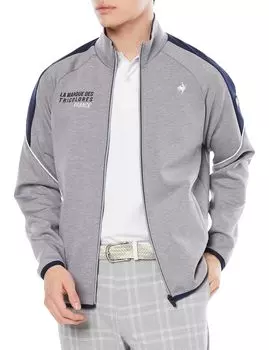 Coq Sportif Полная молния, разрезанный и сшитый картонный трикотажный свитер, удобный, впитывающий пот, гольф QGMWJL51 GY00 LL [Le Golf] [Stretch Forcer] Мужской (Серый)