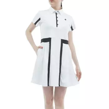 Coq Sportif Short Sweat Quick Stretch WH00 [Le Golf] Платье, с воротником, с рукавами, впитывающее, высыхающее, прозрачное, для гольфа, LG5SOP00L, женское, (белый)