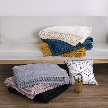 Коралловое фланелевое одеяло с кисточками, однотонное полиэстеровое одеяло, сохраняющее тепло, домашнее утепленное покрывало для постельного белья для дома, спальни 100x150cm