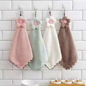 Coral Fleece Thicken Towel Children Cute Cartoon Hangable Soft Absorbent Hand Towels Cleaning Cloth Rag Handkerchief For Kitchen