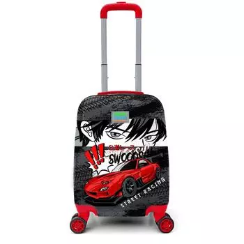 Coral High Kids Black Red Anime Car Pattern Детский чемодан 16738
