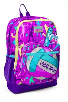 Coral High Kids Pembe Mor Voleybol Desenli Okul Srt antas 23761