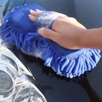 Coral Sponge Brush Car Wash, Soft Towel, Ultra-fine Fiber Chenille Hand Wash Case, Coral Velvet Car Gloves, Cleaning Products синий
