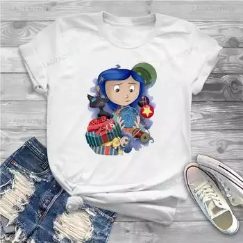 Coraline Amazing Tees Классические женские футболки Винтажные футболки с коротким рукавом и круглым вырезом Летняя одежда Футболки женские S