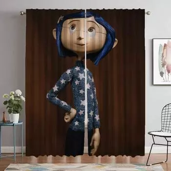 Coralines Элегантные шторы для комнаты, для камеры, кухонные шторы, 2 шт., шторы для окон, перегородка, украшение на Хэллоуин, гостиная W50xH70cmx2pcs-CL