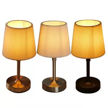 Cordless LED Metal Table Lamp USB Rechargeable Touch Control Portable Fabric Shade Desk Lamp Night Light for Bedroom Bar Balcony чёрный