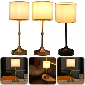 Cordless Table Lamp USB Rechargeable Decorative Reading Light Fabric Lampshade Sleeping Light Metal Bedside Lamp for Home Decor чёрный