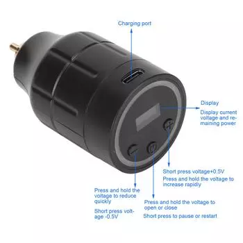 Cordless Tattoo Power Supply RCA Interface LCD Display USB Charging Tattoo Pen Battery 512V