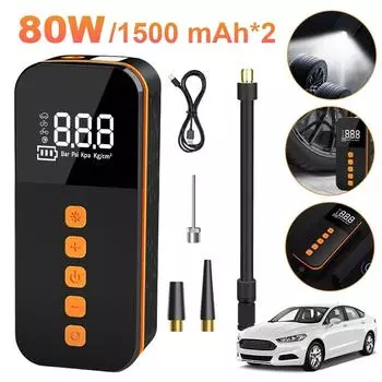 Cordless Tire Inflator Cordless Bike Pump With Digital Pressure Gauge Air Compressor Tire Inflator Air Pump Cordless Electric чёрный