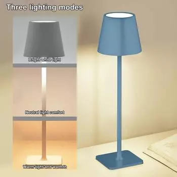 Беспроводная USB перезаряжаемая настольная лампа Poldina водонепроницаемая сенсорная настольная лампа 3000-4500-6000K для спальни отеля ресторана