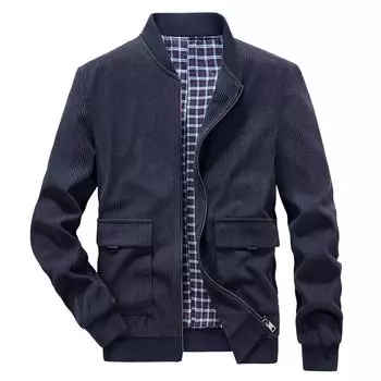 Corduroy Jacket Men s Spring and Autumn Stand Collar Loose Large Size Young and Middle-aged Casual Workwear Jacket M