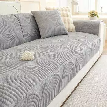 Corduroy Plush Sofa Cover for Living Room Winter Warm Sofa Towel Non-Slip Universal L Shaped Couch Slipcover Protector Home A 70x70