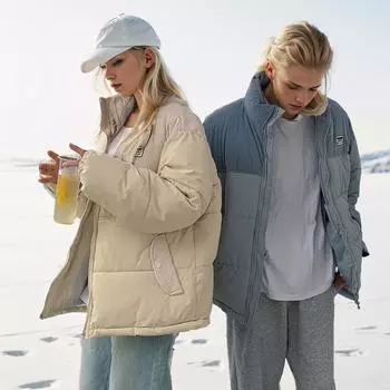 Core velvet jacket, clothing, loose warm jacket in winter, clothing, Korean version bread clothing. S синий