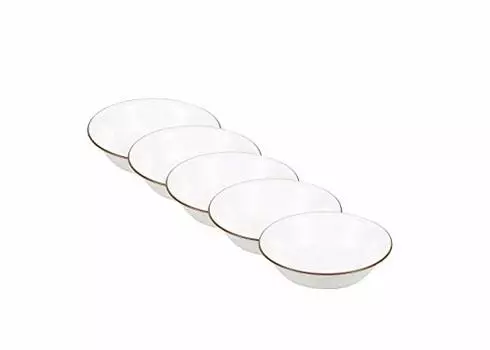 CORELLE J404-CRB CP-1567 Mini Bowls, Set of 5, Plates, Break-Resistant, Lightweight, Microwave Safe, Oven Safe, Dishwasher Safe, Tough White, Nature