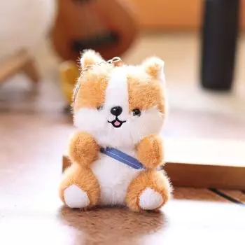 Corgi Puppy Plush Pendant Bag Hanging Decoration Keychain Animal Doll Cartoon